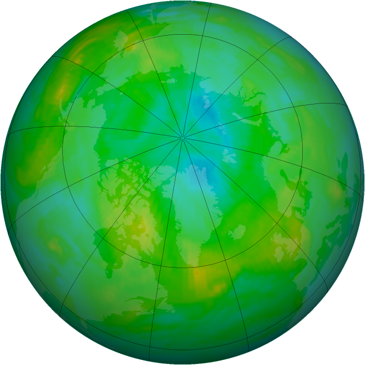 Arctic ozone map for 03 August 1985